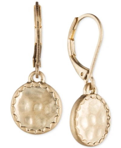 Lonna & Lilly Gold-tone Hammered Disc Drop Earrings