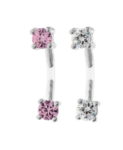 Rhona Sutton Bodifine Stainless Steel Set Of 2 Crystal Eyebrow Bars In Asstd