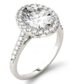 Charles & Colvard Moissanite Oval Halo Ring (3-1/2 Ct. Tw. Diamond Equivalent) In 14k White Gold In White Gold