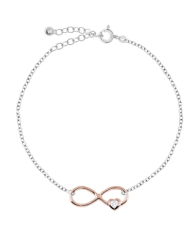 Rhona Sutton Bodifine Two Tone Plated Sterling Silver Infinity Anklet In 2tn Rg Svr