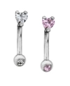Rhona Sutton Bodifine Stainless Steel Set Of 2 Crystal Heart Eyebrow Bars In Asstd