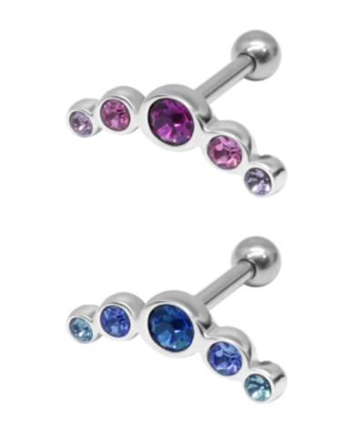 Rhona Sutton Bodifine Stainless Steel And Brass Set Of 2 Colors Tragus In Multi