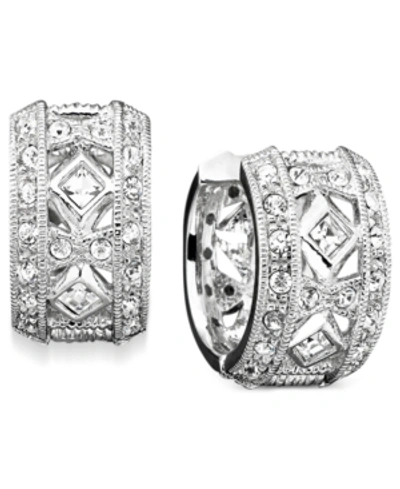 Eliot Danori Crystal Accent 1/2" Huggie Earrings, Created For Macy's In Silver