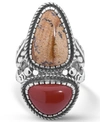 AMERICAN WEST PICTURE JASPER AND RED JASPER RING IN STERLING SILVER