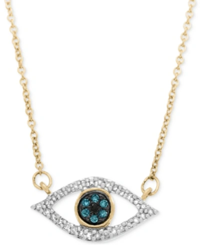Wrapped Diamond Evil-eye Pendant Necklace (1/6 Ct. T.w.) In 10k Yellow Or White Gold., Created For Macy's In Yellow Gold