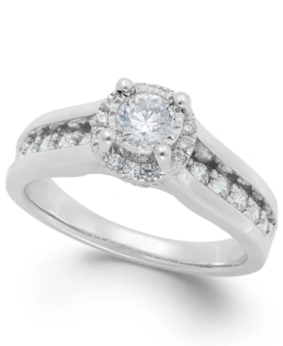 Trumiracle Diamond Channel Halo Engagement Ring (1 Ct. T.w.) In 14k White Gold