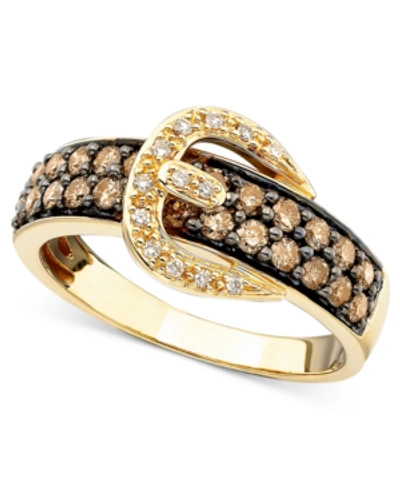 Le Vian Chocolate Diamond (3/4 Ct. T.w.) And White Diamond Accent Buckle Ring In 14k Gold In Yellow Gold