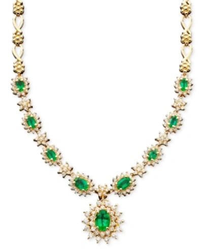 Effy Collection Royalty Inspired By Effy Saphhire (4-3/8 Ct. T.w.) And Diamond (1-2/3 Ct. T.w.) Necklace In 14k Whit In Green