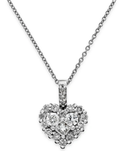 Effy Collection Effy Diamond Heart Pendant Necklace (5/8 Ct. T.w.) In 14k White Or Yellow Gold In White Gold