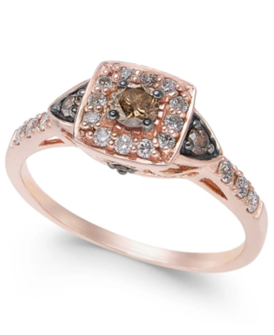 Le Vian Chocolate By Petite  Chocolate And White Diamond Ring (3/8 Ct. T.w.) In 14k Rose, Yellow Or W In Rose Gold