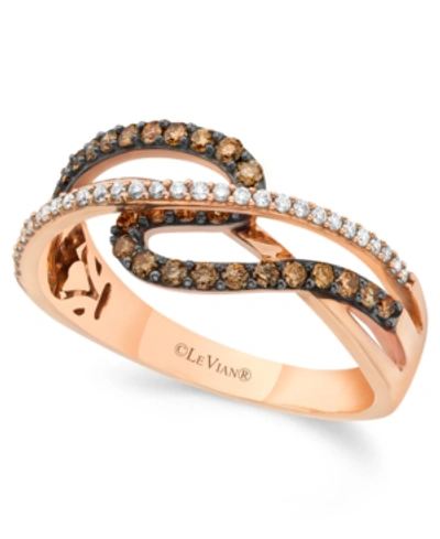 Le Vian Chocolate By Petite  Chocolate And White Diamond (3/8 Ct. T.w.) Ring In 14k Rose Gold