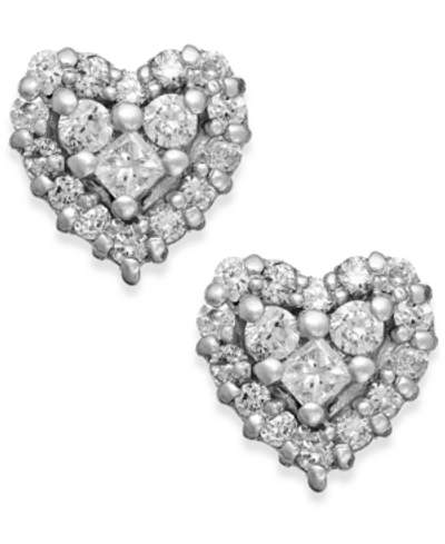 Effy Collection Effy Diamond Heart Stud Earrings (1/2 Ct. T.w.) In 14k White Gold (also Available In Yellow Gold)