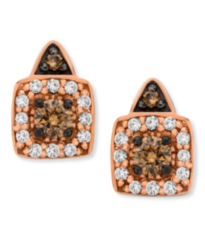 Le Vian Chocolate By Petite  Chocolate And White Diamond Stud Earrings (1/3 Ct. T.w.) In 14k Rose, Ye In Rose Gold