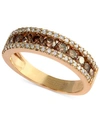 EFFY COLLECTION ESPRESSO BY EFFY BROWN AND WHITE DIAMOND THREE-ROW RING (7/8 CT. T.W.) IN 14K GOLD