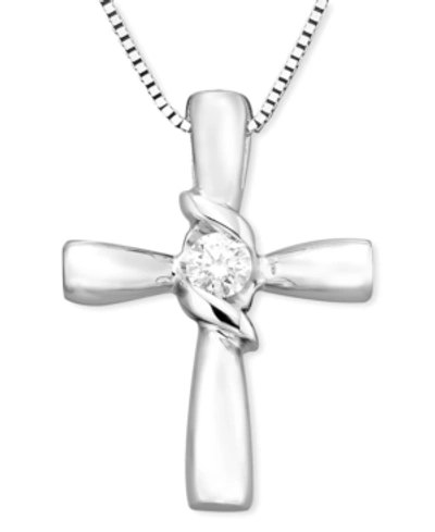 Sirena Diamond Cross Pendant In 14k Yellow Or White Gold (1/10 Ct. T.w.)