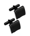 RHONA SUTTON SUTTON BY RHONA SUTTON BLACK ION-PLATED STAINLESS STEEL SCULPTED SQUARE CUFF LINKS