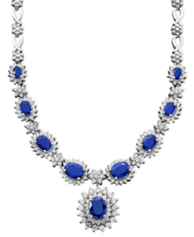 Effy Collection Royalty Inspired By Effy Saphhire (4-3/8 Ct. T.w.) And Diamond (1-2/3 Ct. T.w.) Necklace In 14k Whit In Blue