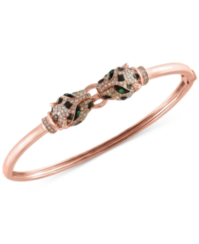 Effy Collection Effy Diamond (3/4 Ct. T.w.) And Tsavorite Accent Bangle Bracelet In 14k Rose Gold