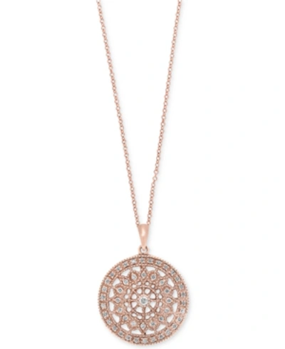 Effy Collection Effy Diamond Disc Pendant Necklace (1/4 Ct. T.w.) In 14k White, Rose, Or Yellow Gold In Rose Gold