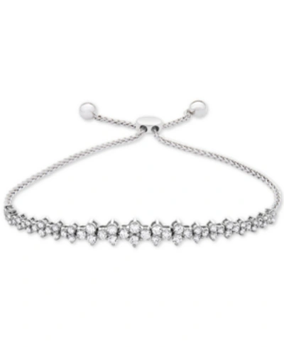 Wrapped In Love Diamond Honeycomb Bolo Bracelet (1-1/2 Ct. T.w.) In 14k White Gold, Created For Macy's