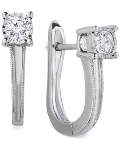 Trumiracle Diamond Leverback Hoop Earrings (1/2 Ct. T.w.) In 10k White Gold