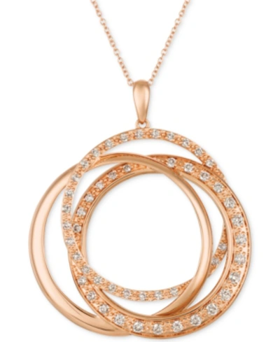 Le Vian Strawberry & Nude Diamond Interlocking Rings 18" Pendant Necklace (1 Ct. T.w.) In 14k Rose, Yellow O In Rose Gold