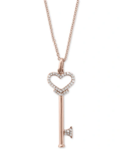 Effy Collection Pave Rose By Effy Diamond Diamond Heart Key Pendant (1/5 Ct. T.w.) In 14k Rose Gold