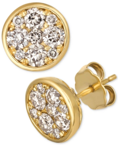 Le Vian Strawberry & Nude Diamond Cluster Stud Earrings (1 Ct T.w.) In Yellow Gold