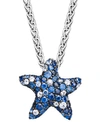 EFFY COLLECTION SAPPHIRE SPLASH BY EFFY MULTICOLOR SAPPHIRE PAVE STARFISH PENDANT NECKLACE IN STERLING SILVER (2-3/4