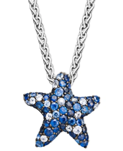 Effy Collection Sapphire Splash By Effy Multicolor Sapphire Pave Starfish Pendant Necklace In Sterling Silver (2-3/4 In Blue