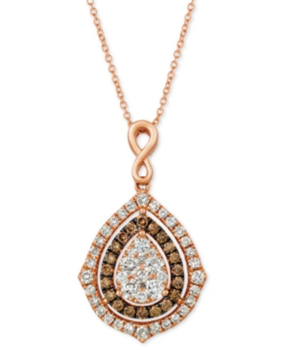 Le Vian Nude Diamonds & Chocolate Diamonds Fancy 18" Pendant Necklace (1-5/8 Ct. T.w.) In 14k Rose, Yellow O In Rose Gold