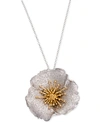 Giani Bernini Two-tone Hibiscus Pendant Necklace, Created For Macy's In Two-tone