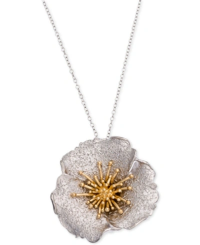 Giani Bernini Two-tone Hibiscus Pendant Necklace, Created For Macy's