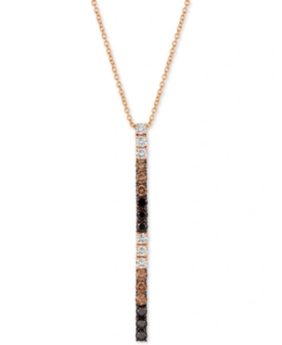 Le Vian Chocolate Layer Cake Blackberry Diamonds, Chocolate Diamonds & Nude Diamonds 18" Pendant Necklace (1 In Rose Gold
