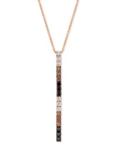 Le Vian Chocolate Layer Cake Blackberry Diamonds, Chocolate Diamonds & Nude Diamonds 18" Pendant Necklace (1 In Gold