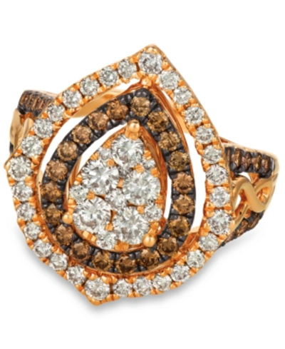 Le Vian Chocolate & Nude Diamond Cluster Halo Ring (1-9/10 Ct. T.w.) In 14k Rose, Yellow Or White Gold In Rose Gold