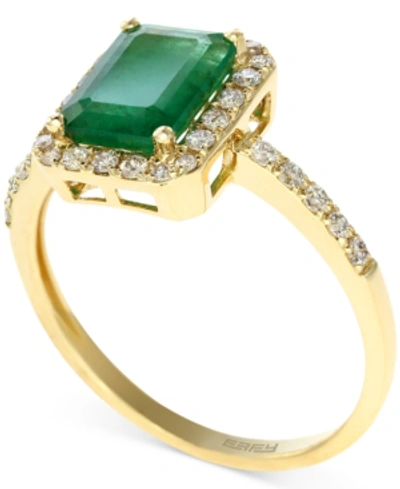 Effy Collection Brasilica By Effy Emerald (1-3/8 Ct. T.w.) And Diamond (1/4 Ct. T.w.) Ring In 14k Gold, Created For In Green