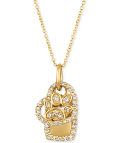 Le Vian Nude Diamond Paw, Heart & Dog Tag Charm 20" Pendant Necklace (1/3 Ct. T.w.) In 14k Gold In Yellow Gold
