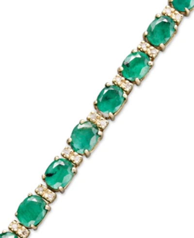 Effy Collection Velvet Bleu By Effy Emerald (9-1/3 Ct. T.w.) And Diamond (1/4 Ct. T.w.) Tennis Bracelet In 14k Gold