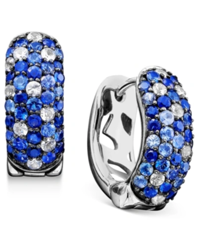 Effy Collection Saph Splash By Effy Shades Of Sapphire Hoop Earrings (2-3/4 Ct. T.w.) In Sterling Silver In Blue