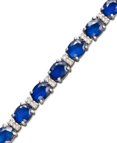 Effy Collection Velvet Bleu By Effy Emerald (9-1/3 Ct. T.w.) And Diamond (1/4 Ct. T.w.) Tennis Bracelet In 14k Gold In Sapphire