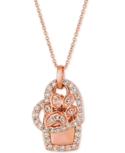 Le Vian Nude Diamond Dog Paw Heart 20" Pendant Necklace (7/8 Ct. T.w.) In 14k Rose Gold