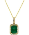 Effy Collection Brasilica By Effy Emerald (1-3/8 Ct. T.w.) And Diamond (1/4 Ct. T.w.) Pendant Necklace In 14k Gold O In Green