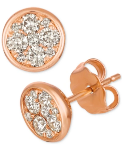 Le Vian Strawberry & Nude Diamond Cluster Stud Earrings (1/2 Ct. T.w.) In 14k Rose Gold (also Available In Y