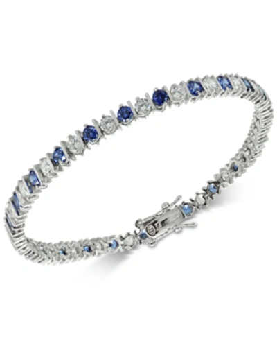 Giani Bernini Blue Cubic Zirconia Tennis Bracelet In Sterling Silver, Created For Macy's In Sapphire