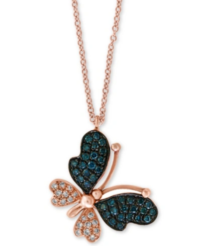 Effy Collection Effy Diamond Butterfly 18" Pendant Necklace (1/5 Ct. T.w.) In 14k Rose Gold