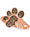 Le Vian Nude & Chocolate Diamond Paw Prints Ring (3/8 Ct. T.w.) In 14k Rose Gold In Rose Gold