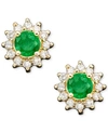 Effy Collection Royalty Inspired By Effy Sapphire (5/8 Ct. T.w.) And Diamond (1/4 Ct. T.w.) Stud In 14k Yellow Gold In Emerald