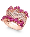 Effy Collection Rosa By Effy Ruby (3-1/4 Ct. T.w.) & Diamond (1-3/8 Ct. T.w.) Ring In 14k Rose Gold In Certified Ruby