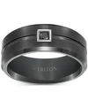 TRITON MEN'S BLACK TUNGSTEN RING, BLACK DIAMOND WEDDING BAND (1/10 CT. T.W.)